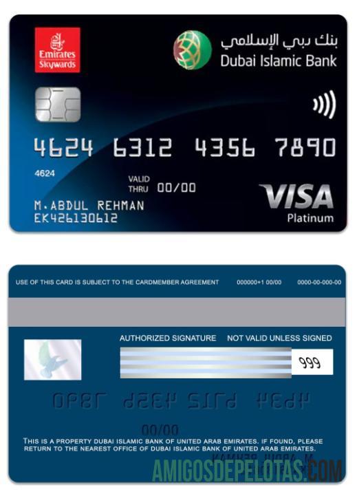 Emirados Árabes Unidos Dubai Banco Islâmico Emirates Skywards DIB Platinum exemplo real